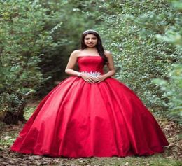 Setwell Strapless Ball Gown Quinceanera Dresses Sleeveless Pleated Lace Appliques Floor Length Sweet 16 Prom Dresses Party Gowns3341463