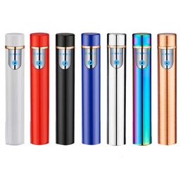 Rechargeable Touch Cylindrical USB Mini Sensor Screen Electronic Tungsten Cigarette Lighters Flameless Windproof Creative Lighter