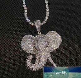 Hip Hop AAA Cubic Zirconia Pave Bling Iced Out Elephant Animal Pendants Necklace for Men Women Fashion Jewelry Gold Color2408381