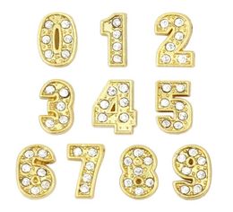 New 8MM Gold Slide Numbers quot09quot 20 pieceslot Can Choose each Numbers Fit DIY Wristband Belts Bracelet LSSL033097184793