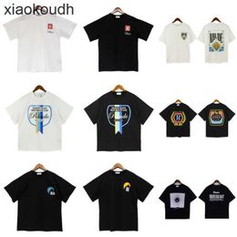 Rhude High end designer clothes for High Street Simple Letter Printing Loose and Versatile Cotton Short Sleeve T-shirt With 1:1 original labels