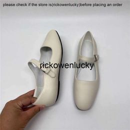 the row The Row Commuter Shoes Simple Top Layer Cowhide Single Shoes Flat Bottom Mary Jean Women's French Small Leather Shoes CT0T