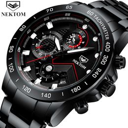 Nektom наблюдает за водонепроницаемыми Mens Analoguge Fashion Fashion Fashion Saneverse Steel Waterpronation Luminous Sport Watch Menrelogio Masculino 2070