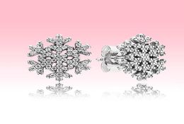 Real 925 Sterling Silver Stud Earring Beautiful l Women Girls Jewellery with Original box for P snowflake Wedding Earrings9290801