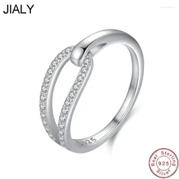 Cluster Rings JLY Fine Shining European CZ Stackable Band S925 Sterling Silver Ring For Women Birthday Party Wedding Gift Jewellery