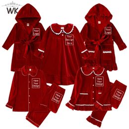 Kids Baby Boy Girl Velvet Pyjamas Set Holiday Matching Family Pjs Add Your Name Father Mother Me Customised Sleepwear 240430