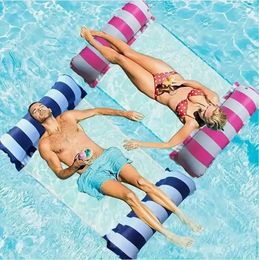 1pc Inflatable Water Hammock Lounge Chair for Pool and Beach Striped Foldable Swimming Mattress Pool Party Toy Beach Relaxation 240508