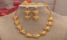 24K Dubai Gold Jewellery Sets For Women African Bridal Wedding Gifts party Necklace Hearth Earrings Ring Bracelet jewellery set1786163