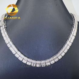 Fashion GRA Certificates Sier 8.5Mm Iced Out Hip Hop Vvs1 Baguette Moissanite Diamond Cluster Tennis Chain Necklace