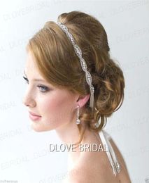 Vintage Wedding Bridal Hairband Crystal Rhinestone Pograph Headpieces Head Decoration Jewellery Hair Accessory with White Ribbon 5343796