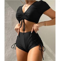 Women's Swimwear Women Striped Push Up High Cut Hight Waist Halter Bikini Set Two Piece Swimsuit Simple And Versatile Fashion 2024