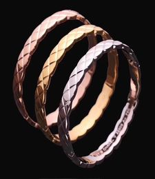 Rhombus Jewelry Woman Diamond Bangle Titanium Gold Bracelets Copper Bracelets High Quality Wedding Party Jewelry4262073