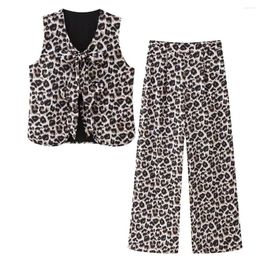 Women's Pants Summer Leopard Wide-leg Trousers And Tank Top Womens Outfits Women Clothing Streetwear