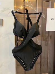 Designer Bikini Badeanzug Badebekleidung Solid Color Krawatte ein Stück Badeanzug Hohlloch Rückenfreier Luxus -Bodysuit Schnell trocknend Sonnenschutz