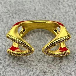 Cluster Rings 2024 Spanish Fashion Selling Hollowed Out Gold Plated Full Brick Ring Holiday Jewellery Gift