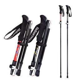 Hiking poles folding model aluminium alloy five sections ultralight telescopic outdoor trekking 240425