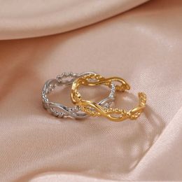 Wedding Rings Skyrim Stainless Steel Kpop Twist Shape Ring Gold Color Adjustable Finger Rings 2024 Trendy Minimalist Jewelry Gift for Women
