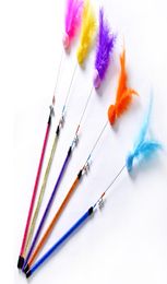 Cat fishing rod teaser playing toys feather ball with bell mixed colors 20pcslot6863283