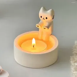 Candle Holders Cartoon Kitten Holder Resin Candlestick Creative Warming Paws Home Room Decor