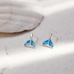 Stud Ocean Style Blue Whale Tail Earrings Suitable for Women and Girls Korean Fashion Charming Jewellery aretes de mujer modernos 2020 Q240507