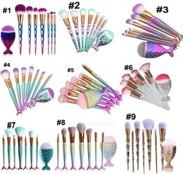8pcs Makeup Brushes Set Mermaid Shaped Foundation Powder Eyeshadow Blusher Contour Brush Kit Tool DHL 8976356