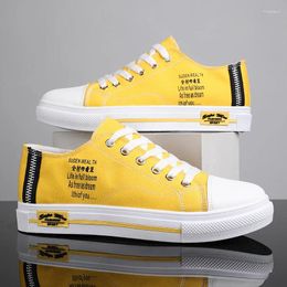 Casual Shoes Comfortable Men Canvas Yellow Red Women Skateboard Walking Breathable Vulcanize Footwear Couple