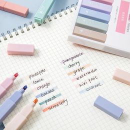 6 Colours Pastel Highlighter Set Planner Markers Fluorescent Pen for Art Painting Doodling Marking Pens School Office Stationery 240425