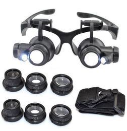 10X 15X 20X 25X magnifying Glass Double LED Lights Eye Glasses Lens Magnifier Loupe Jeweler Watch Repair Tools4015171