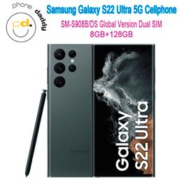 Original Samsung Galaxy S22 Ultra 5G S908B/DS Unlocked Phone 6.8" Octa Core 8GB+128GB Cellphone with S Pen