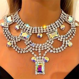 Chains Shiny Luxury Crystal Large Necklace Exquisite Bridal Wedding Party Rhinestone Jewellery Wearing Accessories