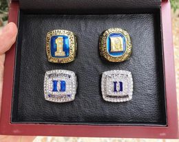 DUKE BLUE 4Pcs DEVILS NATIONAL Team Ring With Wooden BOX Set Men Fan Souvenir Gift Whole 2019 Drop 7933833