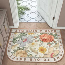 Carpet American Semicircle Doormat Indoor Outdoor Floor mat Household Garden Coil Carpet Flower Rug J240507