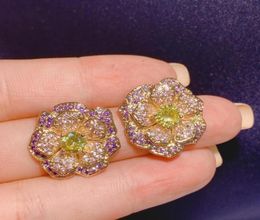 HIBRIDE Big Flower Design Brand Fashion Popular Luxury AAA Cubic Zirconia Engagement Wedding Party Stud Earrings E7047443255