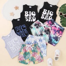 Clothing Sets Baby Kids Boys Shorts Set Letters Print Tank Top With Tree Summer Outfit