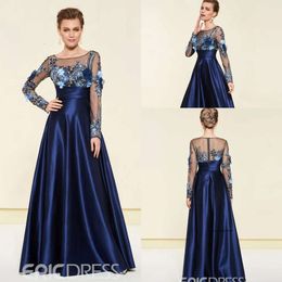 Plus Size A Line Mother of The Bride Dresses Jewel Long Sleeve Wedding Guest Dress Lace Applique Sequins Sweep Train Evening Gown 0508