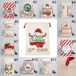 Christmas Santa Sacks Canvas Cotton Bags Large Heavy Drawstring Gift Bags Personalized Festival Party Christmas Decoration fy42498408366