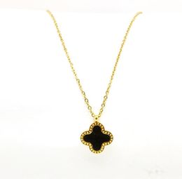 New Fashion 18K Gold Double Side Four Leaf Clover Pendant Necklace for Women Gift1511030