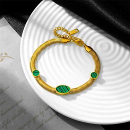 Bangle 316L Stainless Steel New Fashion Fine Jewellery Embedded 2 Colours Shell Welding Oval Charm Thick Snake Chain Bracelets For Women