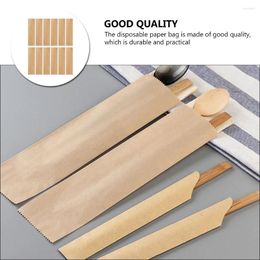 Kitchen Storage Kraft Paper Chopsticks Set Gift Bag Portable Tableware Carrying Small Spoon