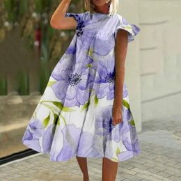 Casual Dresses Women's Summer Dress A-line Pleated Short Sleeve Print Patchwork Holiday Party Date MIDI