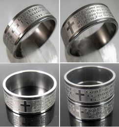 Newest Etch Christian Serenity Prayer Stainless Steel Ring Silver Fashion Jewellery Band Ring Size 8 to 12 For Man Women2478994