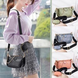 Shoulder Bags Bag For Women Messenger Luxury Designer Wide Strap Crossbody Chain Sling Pu Leather Ladies 3 Set Wallet