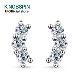 Stud KNOBSPIN D VVS1 Womens All Molybdenum Silicon Earrings Classic Fashion Party Wear GRA Certification s925 Silver Plated 18k for Daily Q240507
