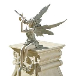 West Wind Fairy Garden Statue Sitting Flower Fiary Guardian Angel Figure Outdoor Decoration Tree Yard Winged Fairy Sculpture 240422