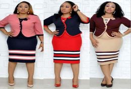 5XL 6XL Plus Size Women Two Piece Dress Jacket Tops And African Dresses Elegant Design Office Lady Suit1590781