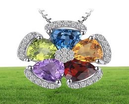 JewelryPalace 26ct Natural Blue Topaz Amethyst Citrine Garnet Peridot Pendants 925 Sterling Silver Jewelry Not Include a ChainY188544961