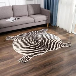 Carpets Nordic Imitation Zebra Pattern Rug Faux Skin Leather NonSlip Antiskid Mat Washable Animal Print Carpet For Living Room Bedroom