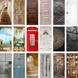 Stickers 3d Tearable Stickable Modern Wind Waterproof Door Sticker Wallpaper Decorative Painting Room Door Wallpaper