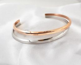 Couple CBangle Fashion Men039s and Women039s Bracelets Couple Rose Gold Bracelet Silver Gloss Jewelry Bracelets Women0396882569