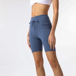 Active Shorts Spring Blue Wunde Train Women's High Waist Slim Fit String Tight Short Leggings With Pocket